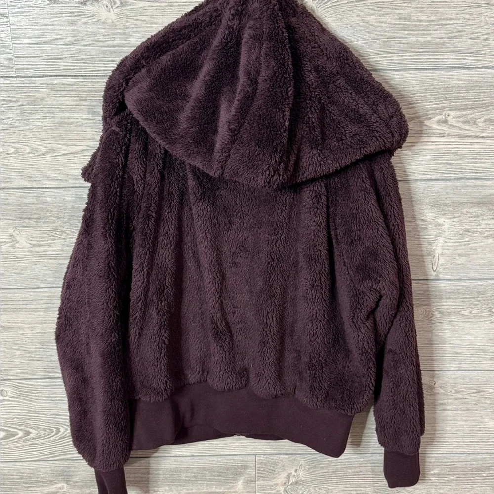 Savvi Amy Sherpa Jacket with Hood, Size Medium, Color Eggplant - Picture 3 of 13